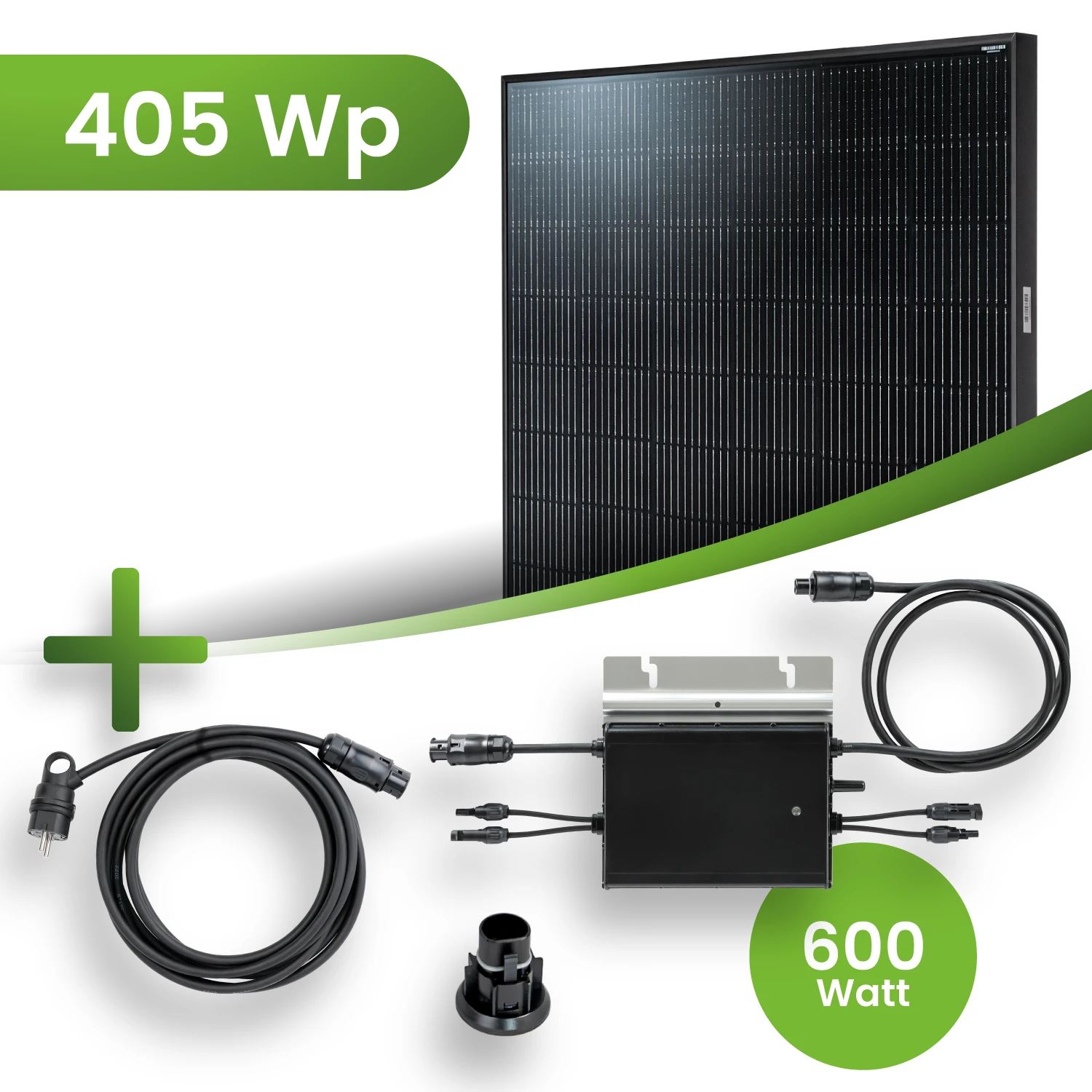 Balkonkraftwerk Set 405 Wp HM-600 Wechselrichter Full Black JA Solar