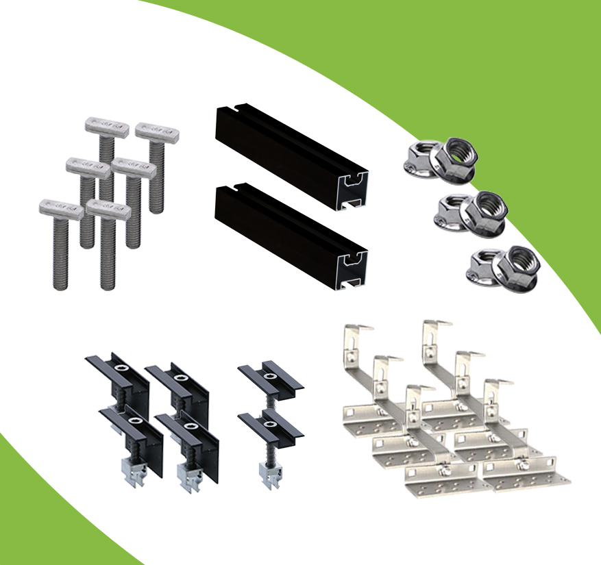 SCHWARZES Schrägdach Montageset für 2 PV-Module Photovoltaik Balkonkraftwerk