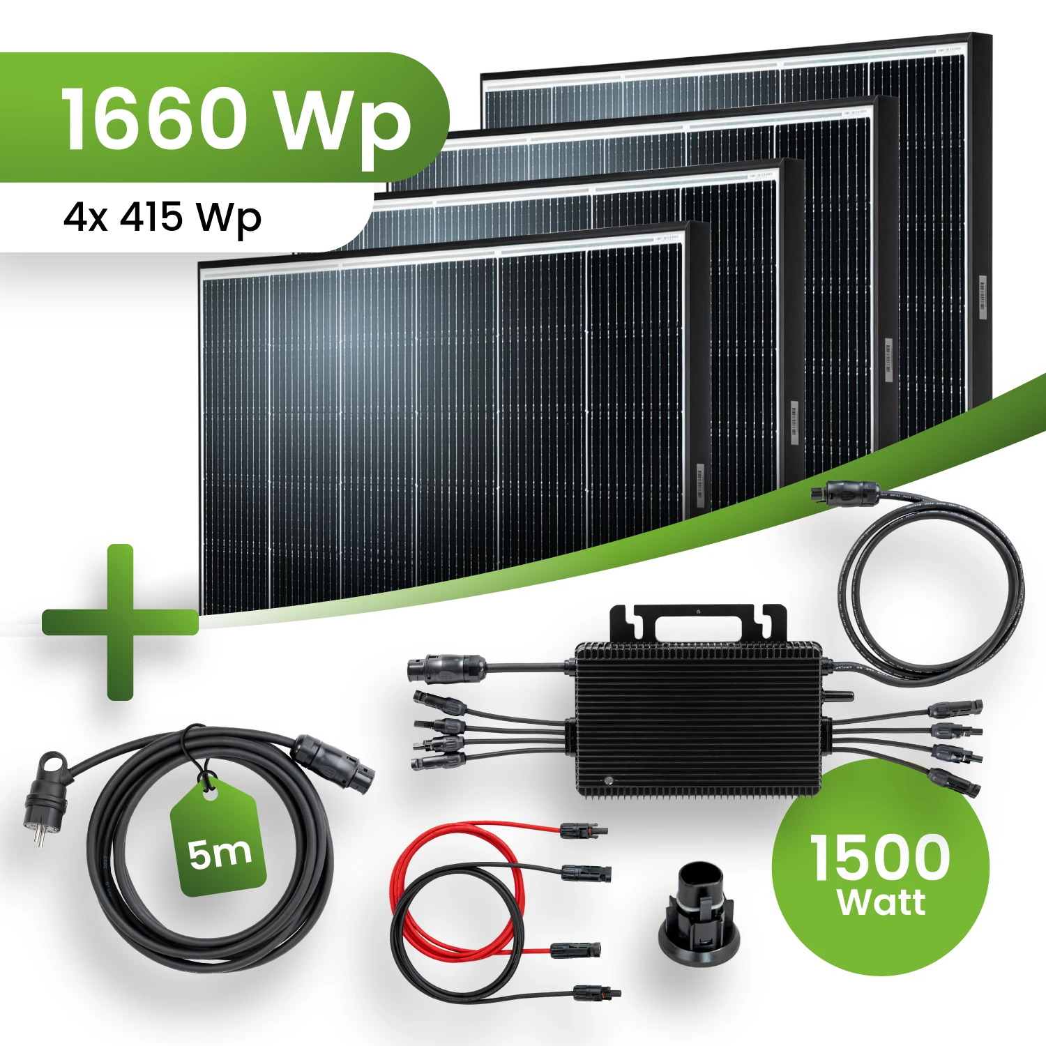 Balkonkraftwerk Set 1660 Wp MR HM-1500 Wechselrichter Black Frame JA Solar