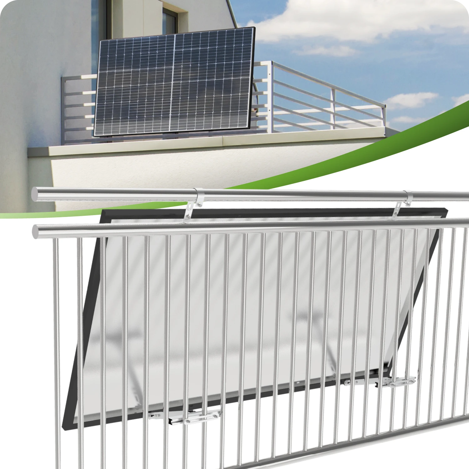 Montageset Balkonkraftwerk Geländer (1 Modul)