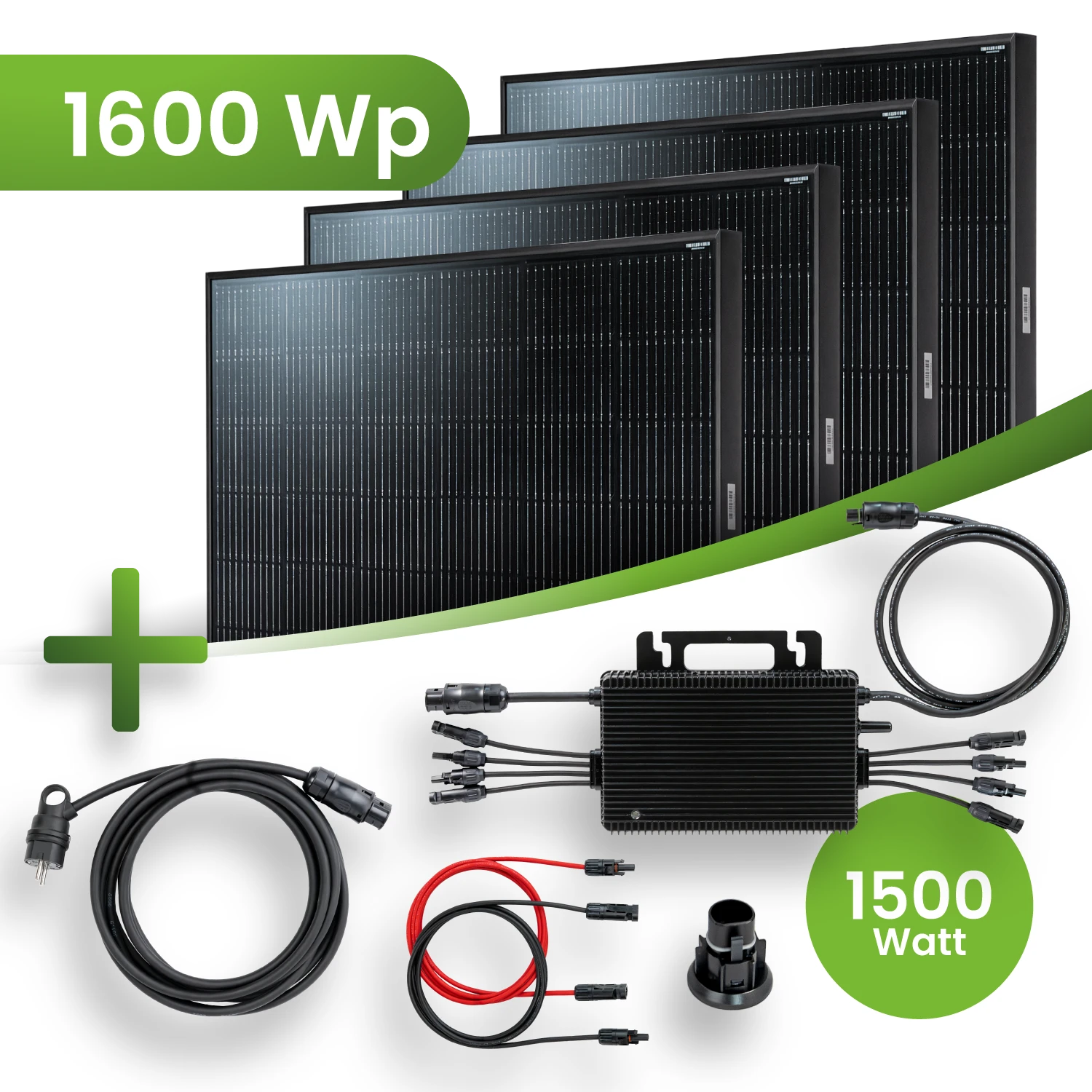 Balkonkraftwerk Set 1600 Wp  HM-1500 Wechselrichter Full Black JA Solar