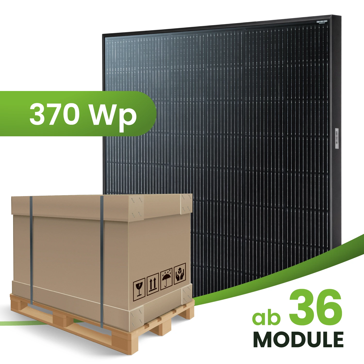 Modul JA Solar JAM60S21-370/MR (9BB) 370Wp Fullblack/schwarz Photovoltaik (Palette)