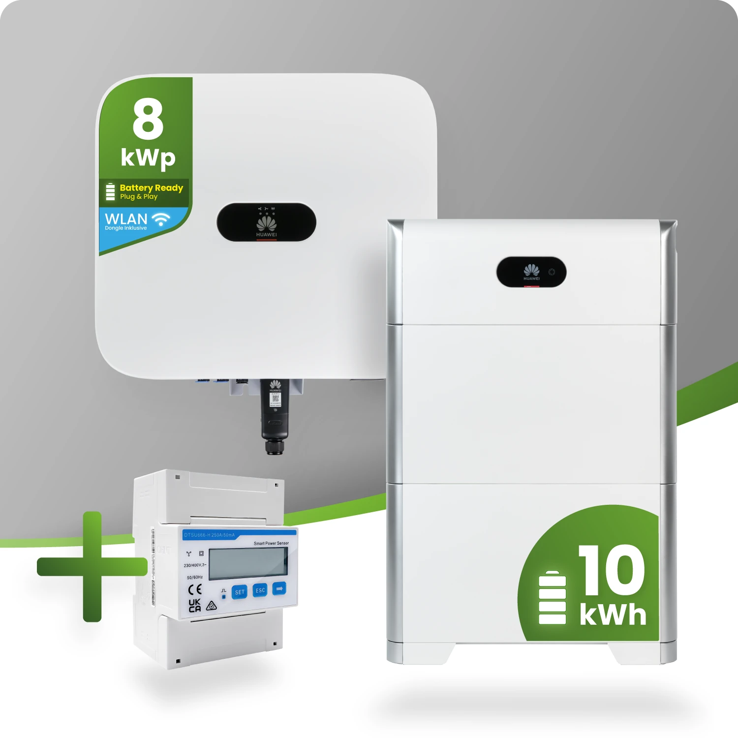 Huawei PV-Paket mit 8kW Hybrid-Wechselrichter und 10kW Speicher inklusive Smart Meter