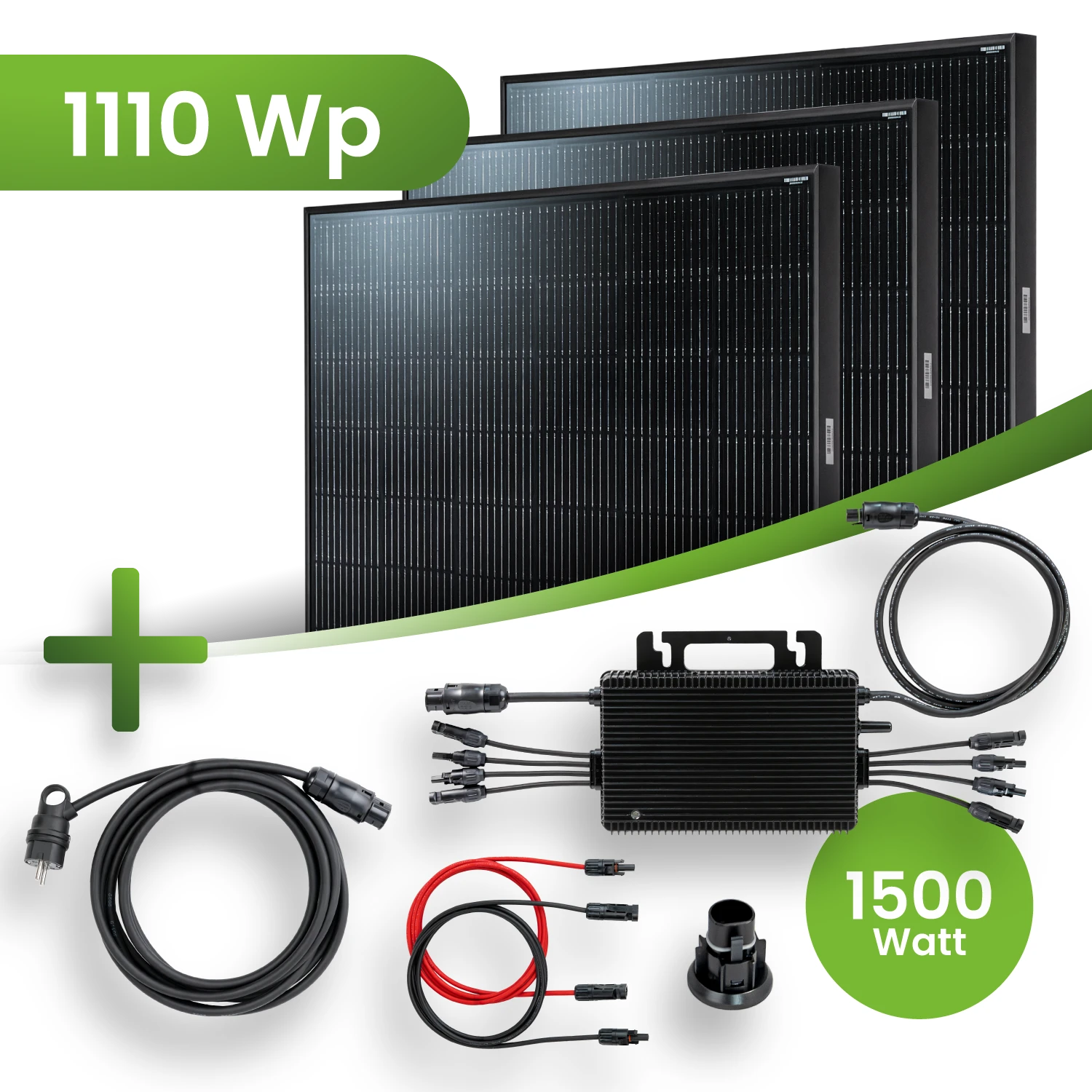 Balkonkraftwerk Set 1110 Wp HM-1500 Wechselrichter Full Black JA Solar