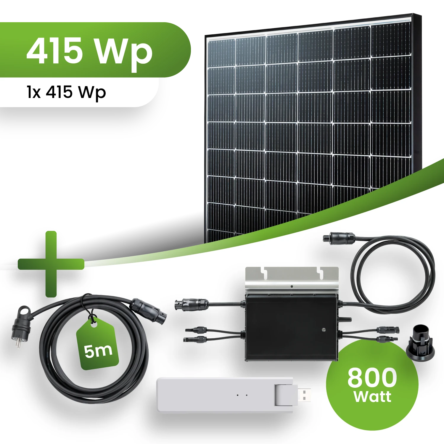 Balkonkraftwerk Set 415Wp MR +DTU Datenlogger HM-800 Wechselrichter Black Frame JA Solar