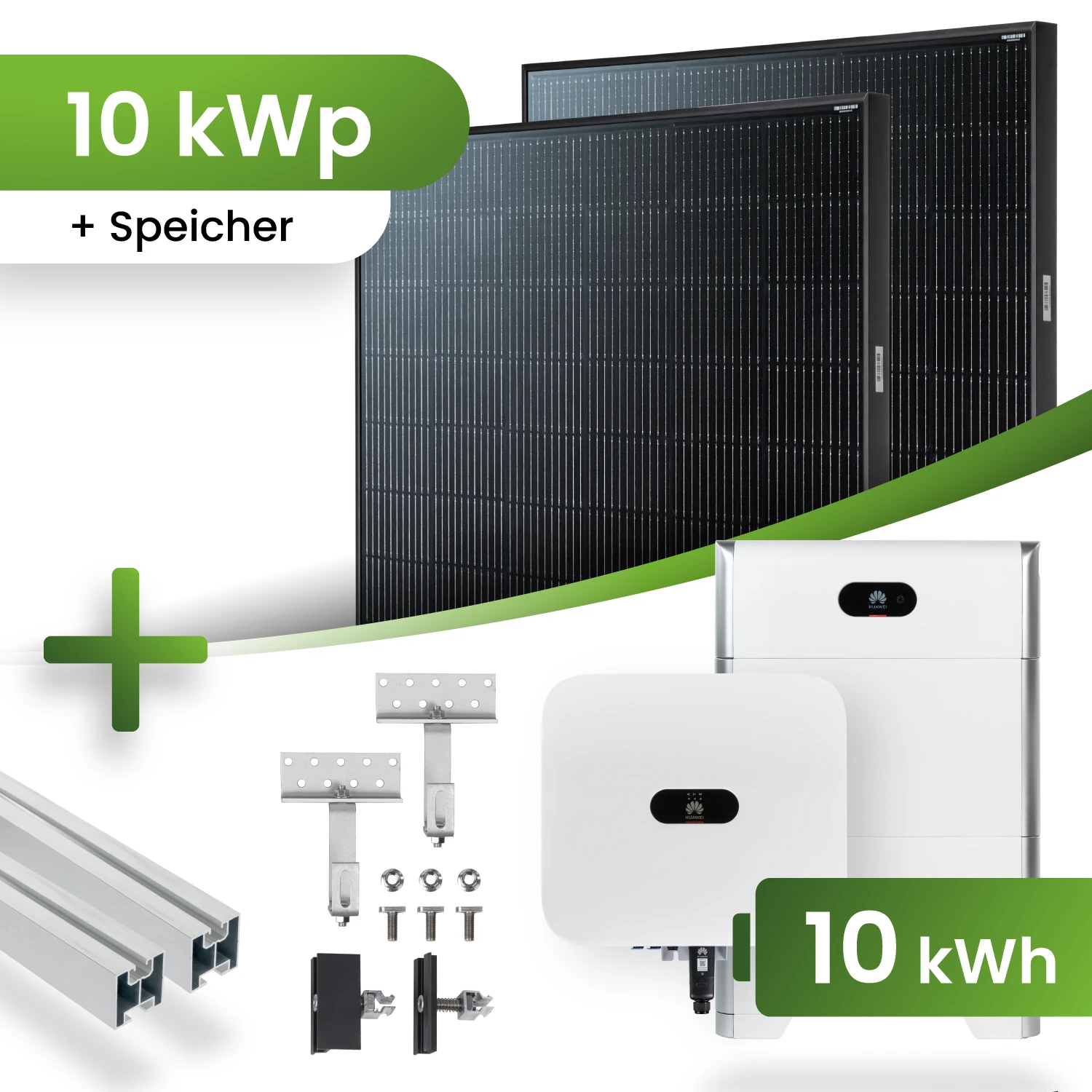 PV Komplettpaket 10KW mit 10 kWh Batterie Schrägdachmontage Full Black Module (405Wp)