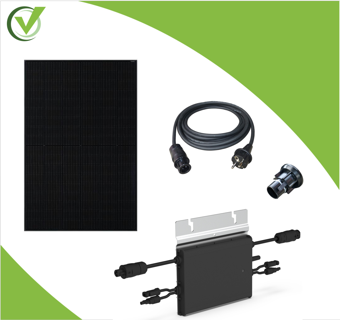 Balkonkraftwerk Set 370 Wp HM-600 Wechselrichter Full Black JA Solar
