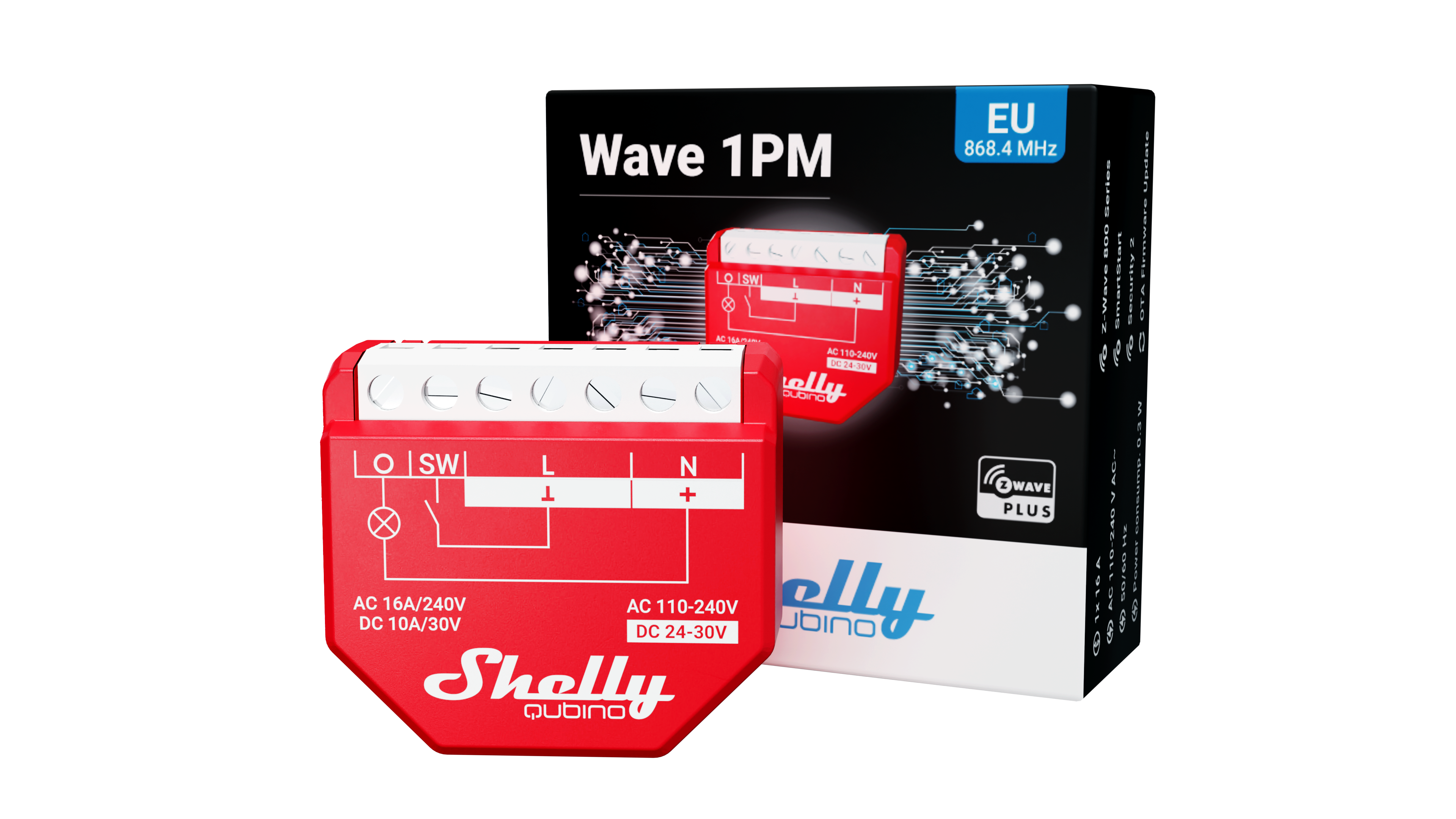 Shelly Wave 1PM WLAN & Bluetooth Relais Schalter mit Strommessung