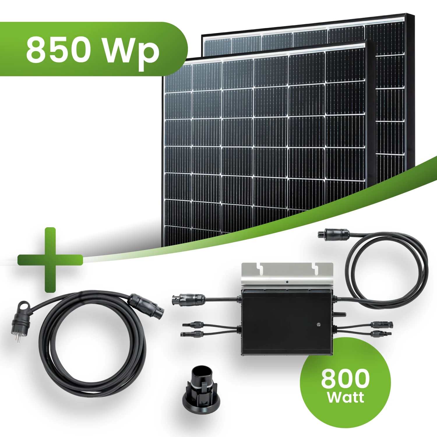Balkonkraftwerk Set 850 Wp HM-800 Wechselrichter Full Black JA Solar