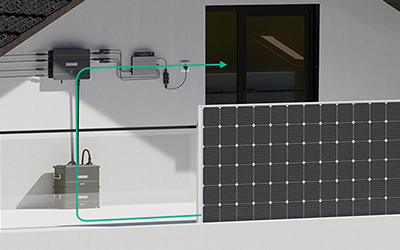 Balkonkraftwerk Set 830 Wp mit 1 kWh Speicher MR HM-800 Wechselrichter Black Frame JA Solar