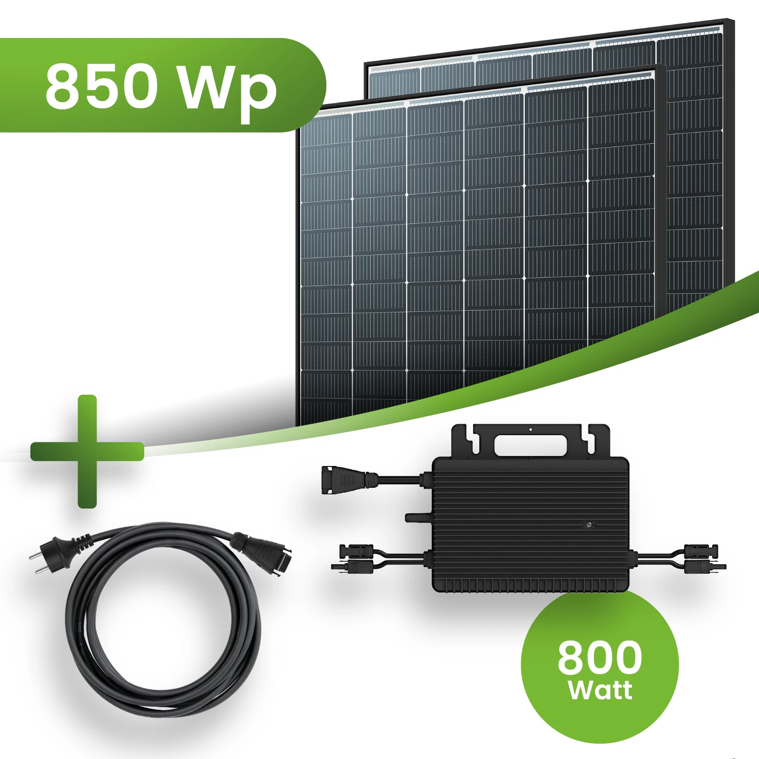 Balkonkraftwerk 850Wp 2xTrina Solar Modul Hoymiles HMS-800W-2T Mikrowechselrichter Komplettset Black Frame