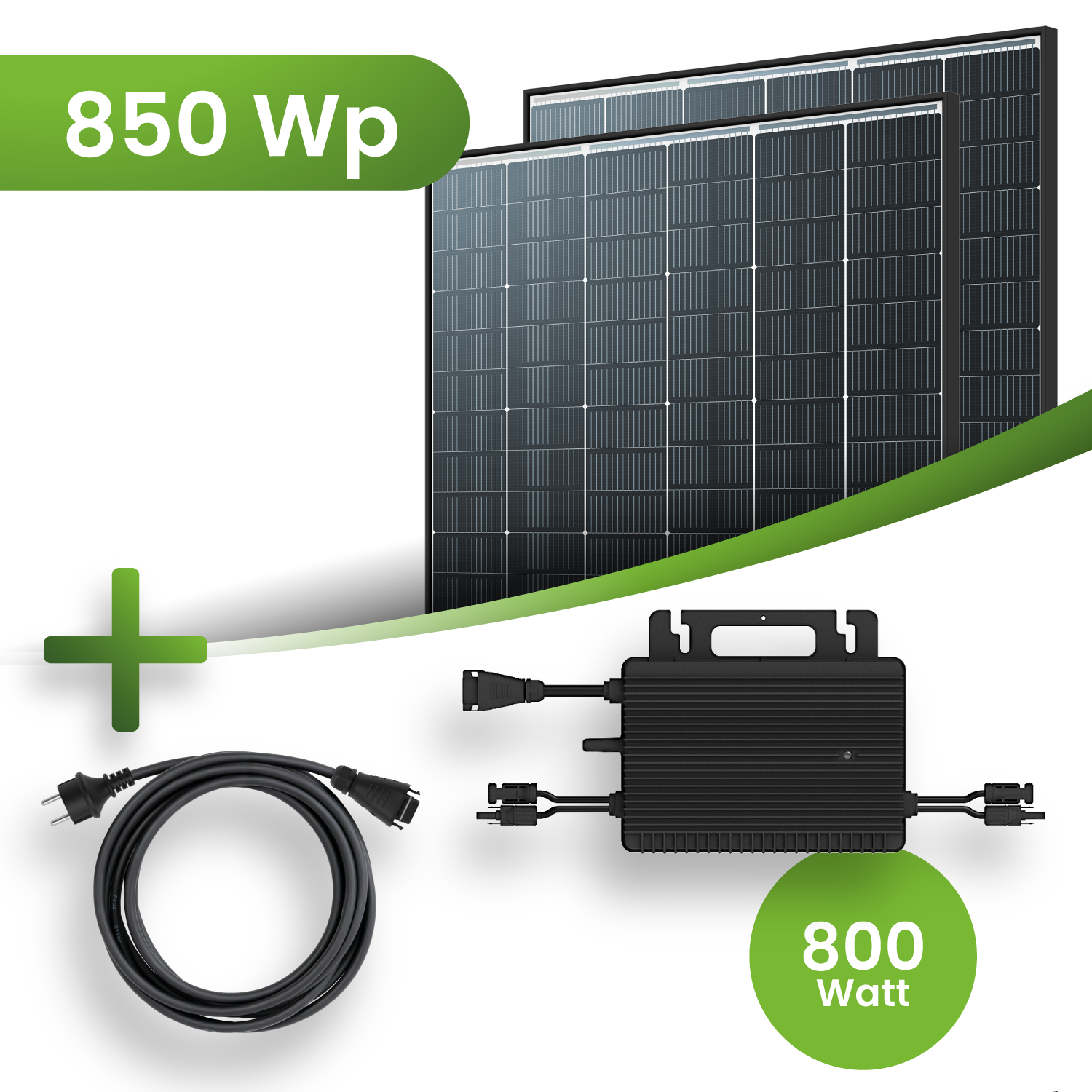 Balkonkraftwerk 850Wp 2x Trina Solar Modul Hoymiles HMS-800W Wechselrichter Komplettset Black Frame WiFi integriert/DTU