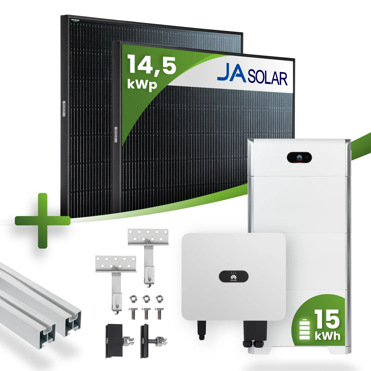 14,5kWp PV-Anlage - 15kW Speicher 36x JA Solar 405W Fullblack